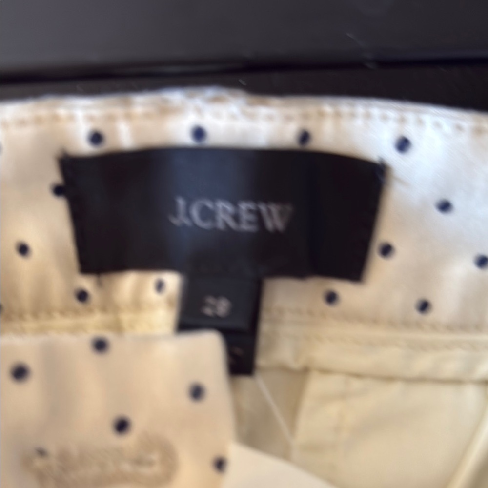 J. Crew Cream Pants with Navy Polka Dots